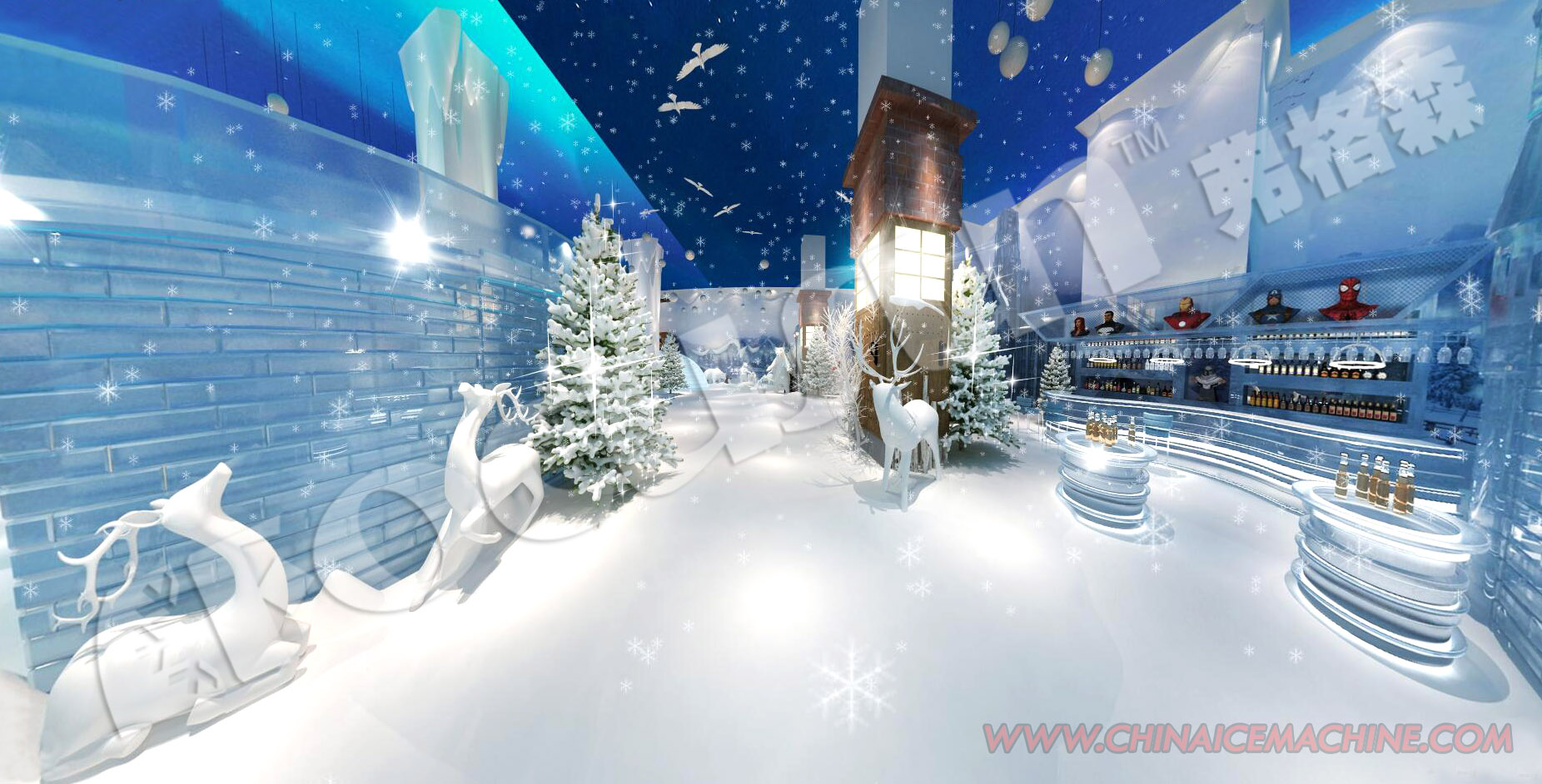 Snow Falling Machine for Commercial Skiing Ice Size 2*2*2mm Commercial