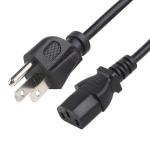 USA 125V Power Cord in Black PVC with NEMA 5-15P Connector
