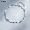 Buy cheap 4.5g 0.62ft Silver Adjustable Bracelets trendy Rhodium Plated Blue Crystal Bracelet from wholesalers