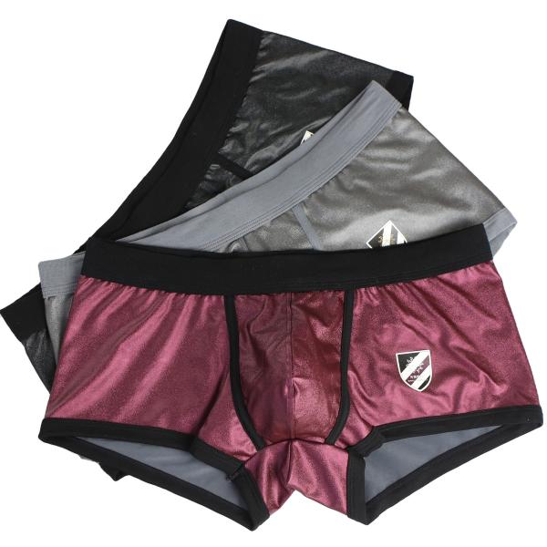Buy cheap Leather Mens Boxer Briefs Underwear Breathable Sexy Gay Shorts from wholesalers
