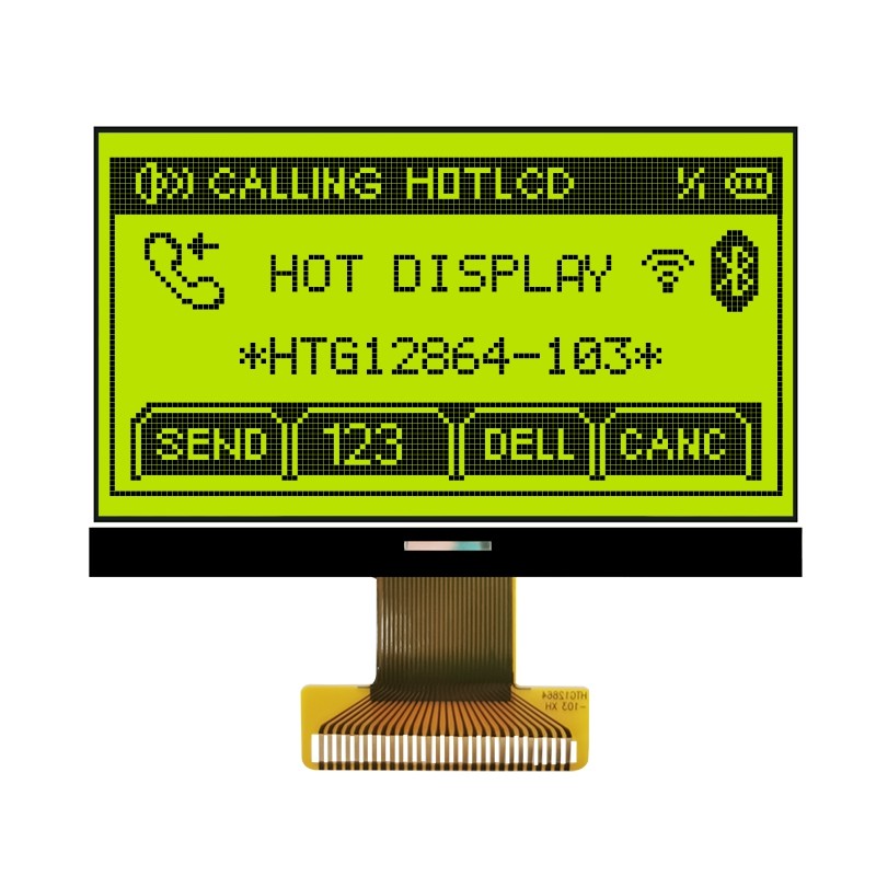 128X64 Gray COG LCD Module Graphic 66.52x33.24mm ST7565P HTG12864-103