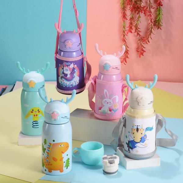 Buy cheap OEM/ODM Acceptable 500ml/16oz Kids Water Bottle With Straw Thermos BPA Free Vacuum Insulated Leak-Proof Perfect For Girls/Boys Sports from wholesalers