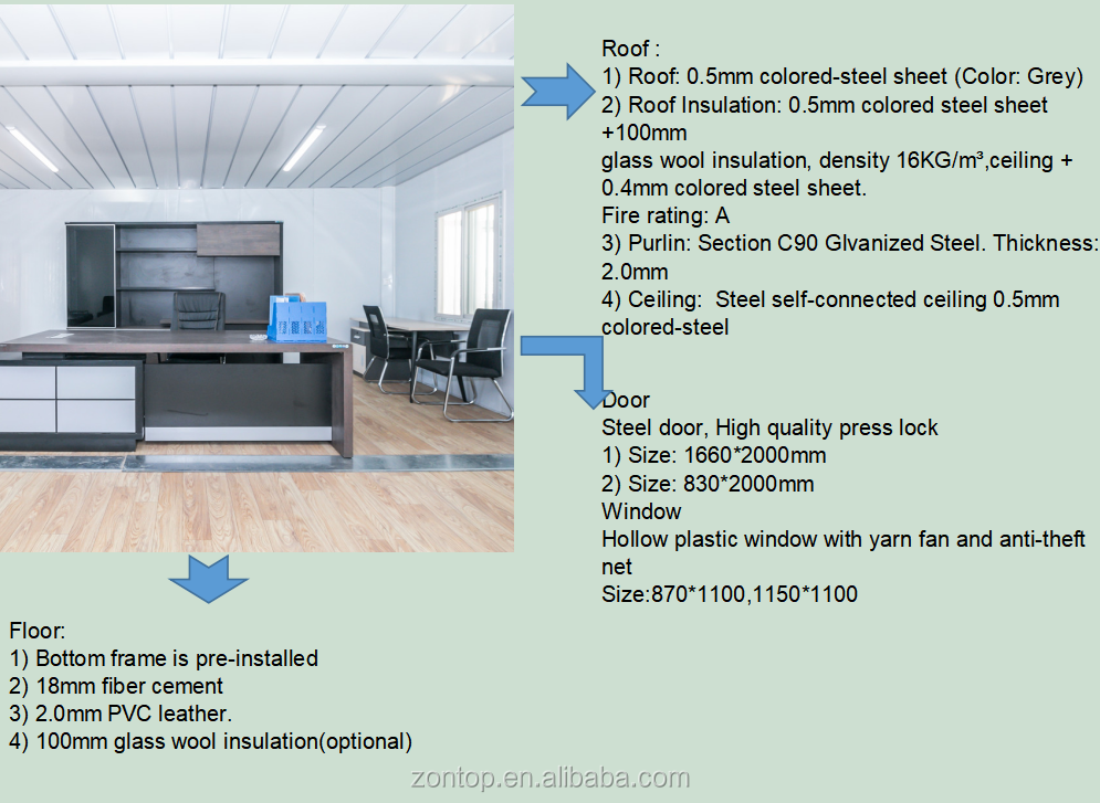 Zontop Modern Luxury High Quality Quick Concrete Construction Complete Large Modular Prefab Glass House