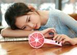 Lemon mini fan,branded customised hand held battery fan with battery