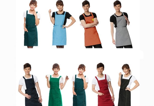 Custom Personalised Kitchen Cooking Aprons Colorful Embroidery With Twill Fabric