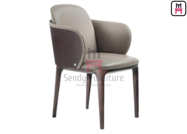 Buy cheap Ash Wood Upholstered Leather Chair , Restaurant Dining Room Chairs With Armrests from wholesalers