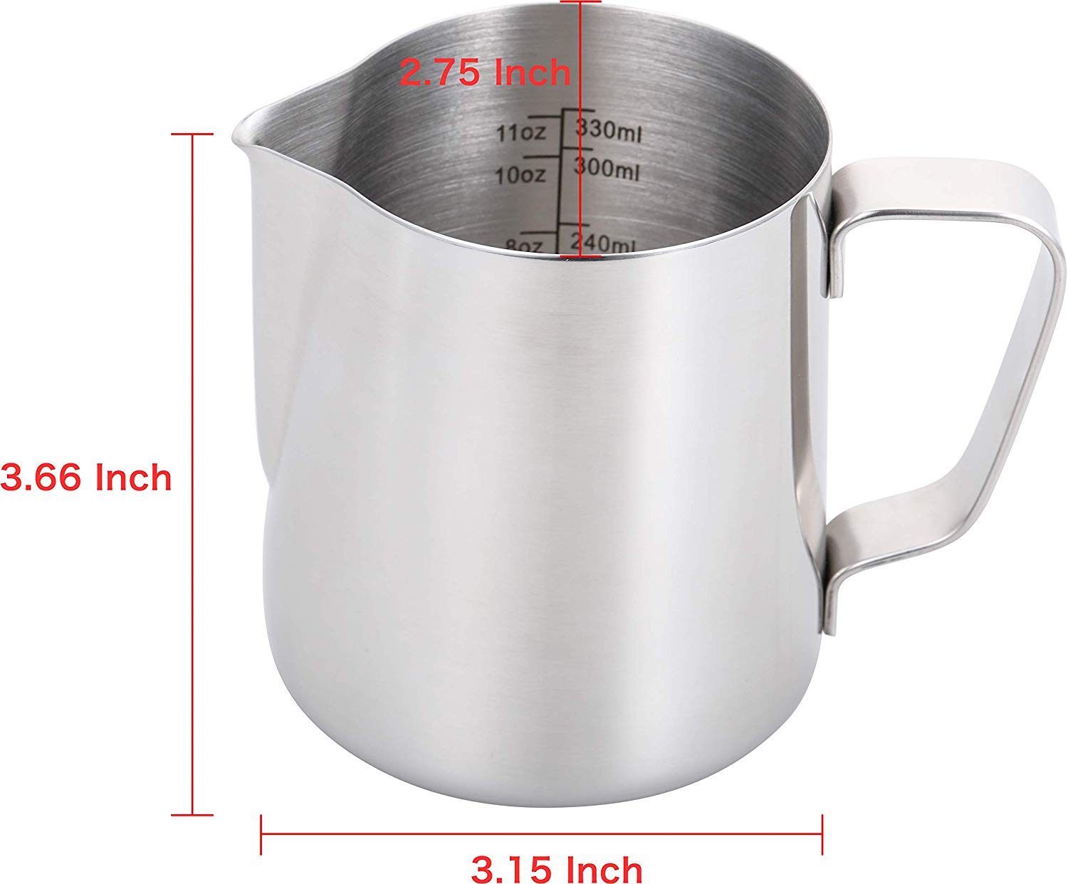 12 Oz Stainless Steel Milk Pitcher For Espresso Machine CE Certification