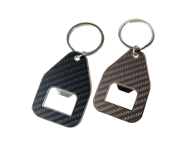 Zinc Alloy PU Leather Keychain Holder Bottle Opener Carbon Fibre Keyring