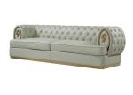 Handmade Genuine Leather Sofa Set High Density Foam White Leather Chesterfield