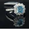 Buy cheap Blue Lab Grown Diamond Rings 1.29ct Cushion Cut Synthetic Diamond Gift Ring For Women from wholesalers