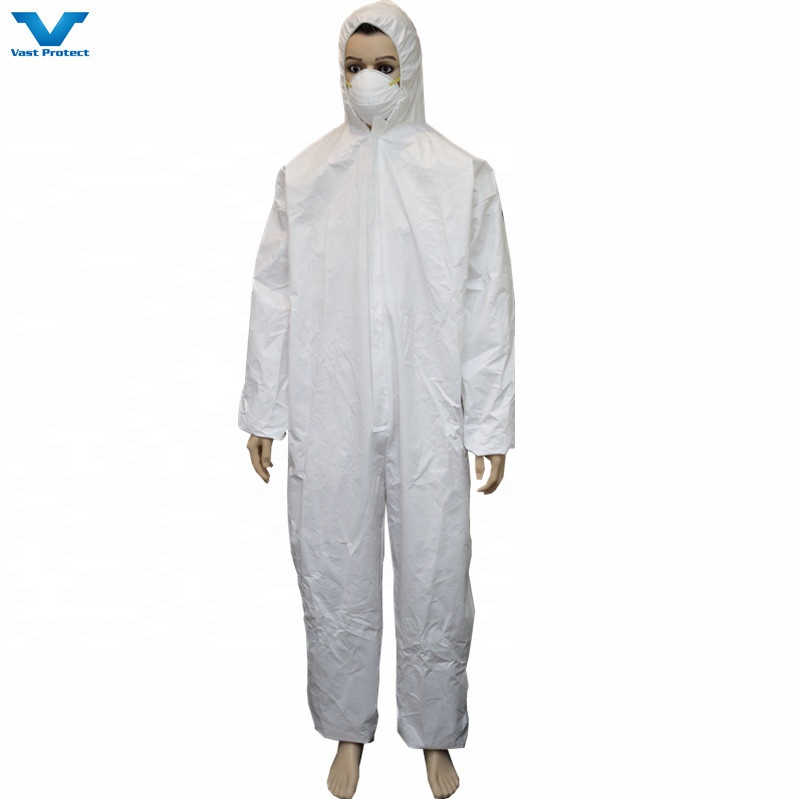 Cat 3 III Type 5 6 Disposable Overalls With Elastic Wrists And Ankles Non Woven SMS