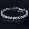 Buy cheap Trendy Leaf Charm Cubic Zirconia Bracelet & Bangles for Bride Bracelets Jewelry Sliver Color Clear CZ Crystal Bangles from wholesalers