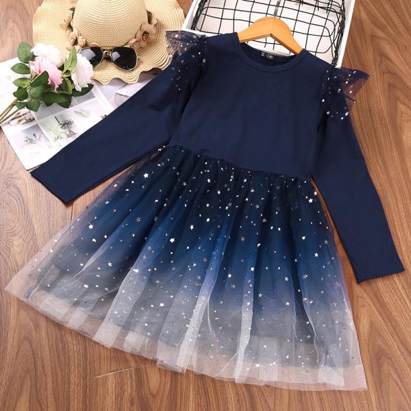 Buy cheap Children'S Dress Clothing Girls Gradient Starry Long Sleeve Princess Dress from wholesalers