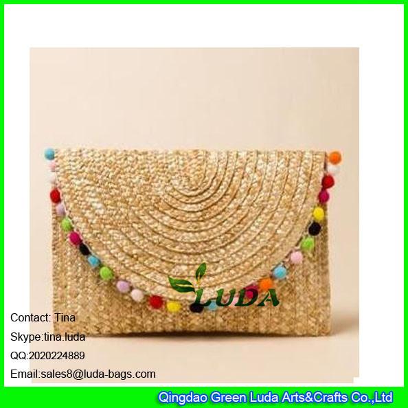 Buy cheap LUDA rainbow straw handbag fashion wheat straw clutch bag from wholesalers