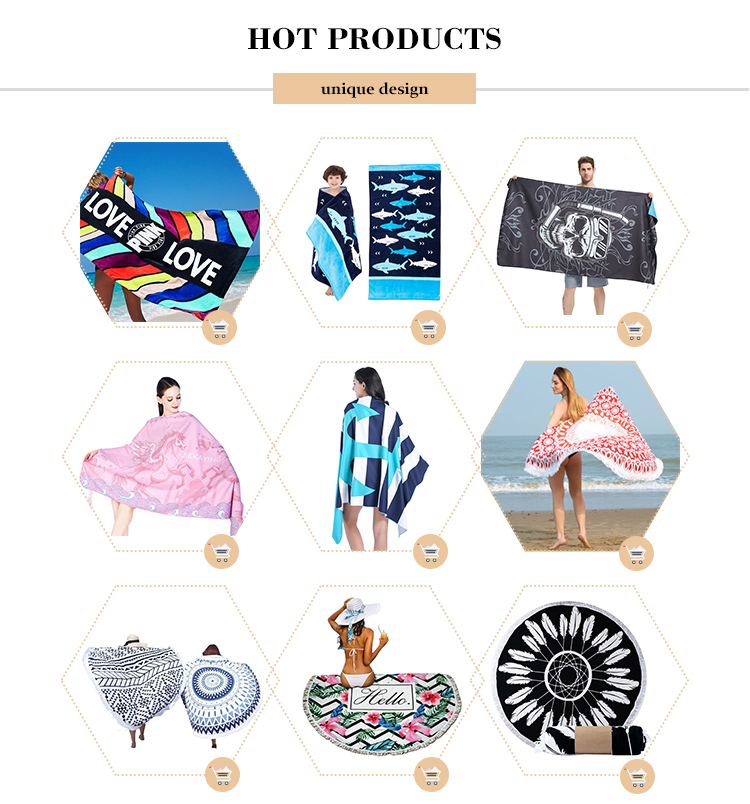 Turkish Cotton Round Beach Towel in Customized Color and Size with Personalized Print