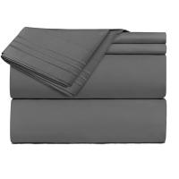 Buy cheap 4pcs Three Lines Embroidery Hotel Comforter Bed Sheet 100% Polyester product