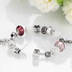 SJ Fascinating Jewelry Silver Plating Handcrafted Glaze Bead Charm with Key