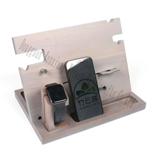 Wood Docking Station Phone Nightstand Organizer Table Multi Watch Stand Wallet