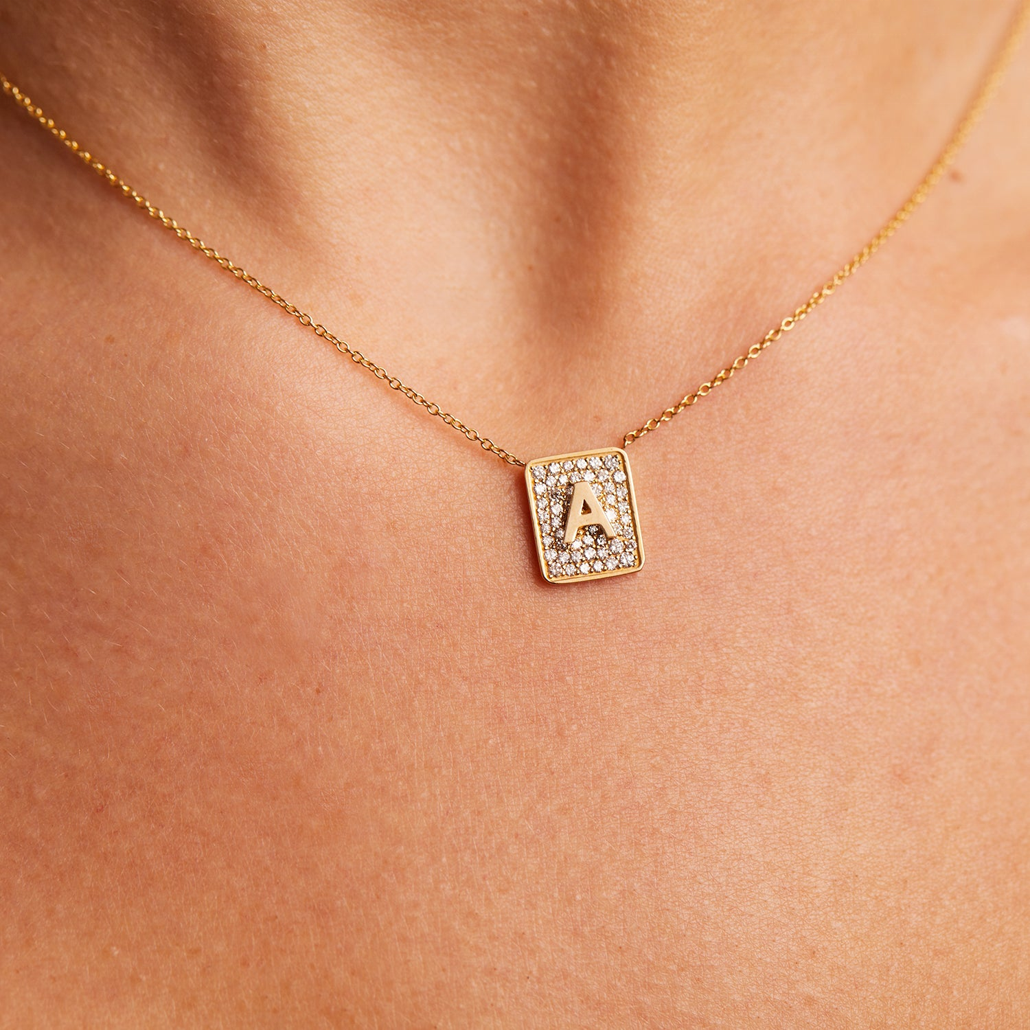 Make Her Day With 14K Gold Square Initial Gemstone Necklaces For Women Valentine Gift