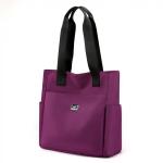 Buy cheap Custom printed tote bag 420d black purple nylon water resistant zipper hobo women hand bag with handle from wholesalers