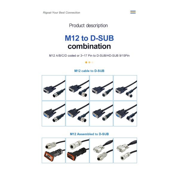 M12 to D-Sub Waterproof Connector IP68 DB9 DB15 DB25 DB37