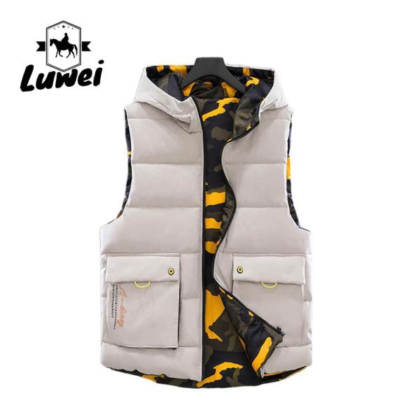Buy cheap Zipper Up Cold Weather Vest Sleeveless Reversible Hooded Cotton Padded Vest from wholesalers