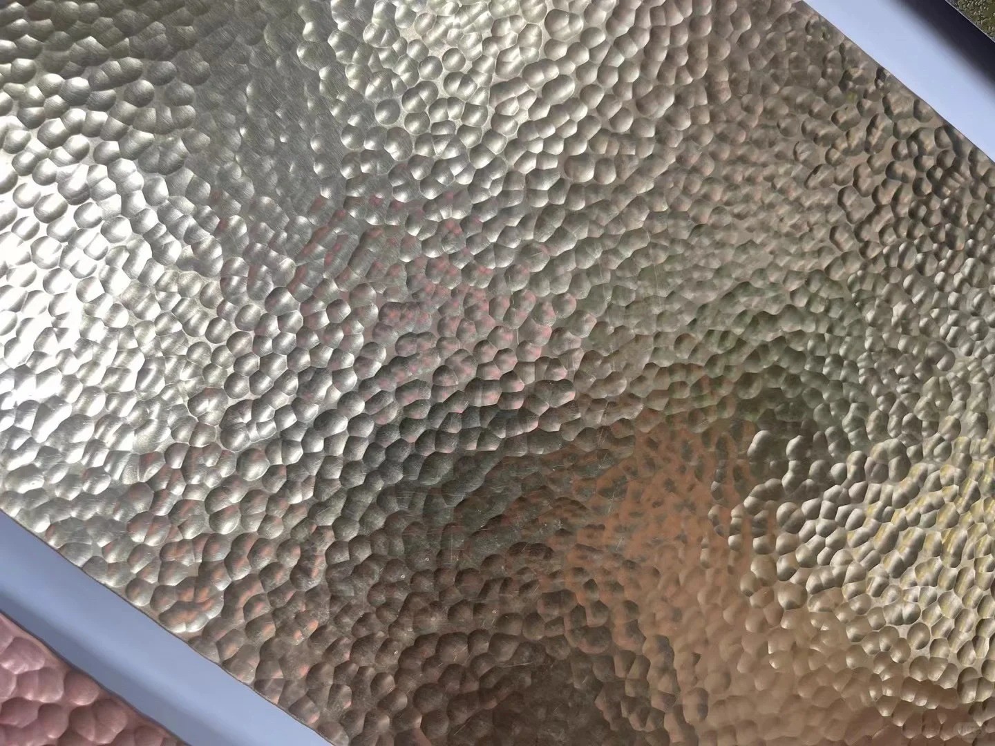 Grade SS 304 Metal Sheet with Hand Hammered Honeycomb Texture - Hammered Stainless Steel Dining Table