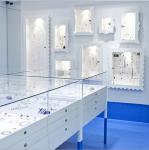 European Style Jewelry Display Showcase White Various Shapes With Led Light