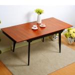 Mahogany Wood Retractable Convertible Dining Table Adjustable