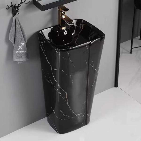 Buy cheap Pedestal 12L Oval Shape Basin Antique Design Black Gold Sliver Color from wholesalers