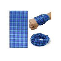 Buy cheap Blue Grid Pattern Tubular Headwear 100% Microfiber Polyester Sublimation product