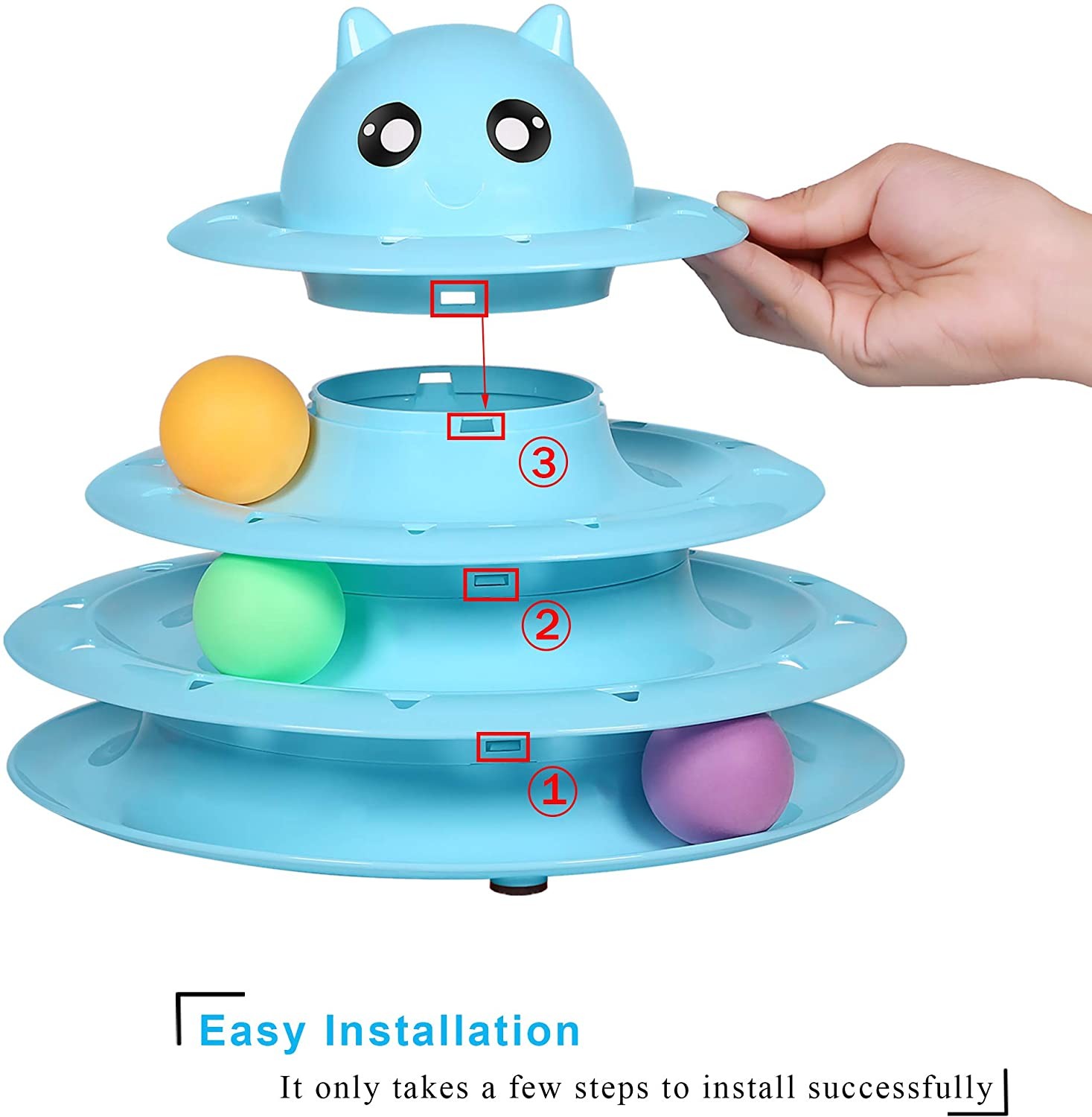The best cat toys Roller 3-Level Turntable Balls with Six Colorful Balls Interactive for Cat Toy