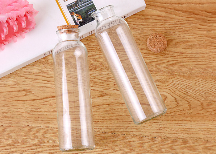 High White Glass Juice Bottles With Lids / Glass Drink Containers