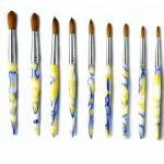Oem Multicolored Acrylic Nail Brush Soft Hair Kolinsky Soft Hair Marble Handle