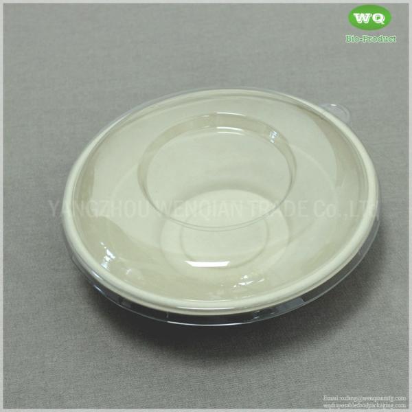 24oz Biodegradable Bagasse Bowl With Clear PET Lid, Eco-Friendly Natural Plant