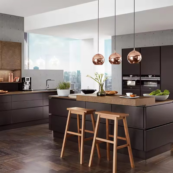 Modular High Gloss Kitchen Cabinets Acrylic Finish Assembled