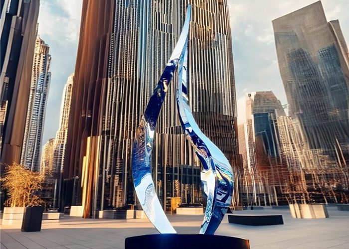 Large Outdoor Garden Abstract Art Metal Mirror Polished Stainless Steel Sculpture Hotels Outdoor Metal Crafts