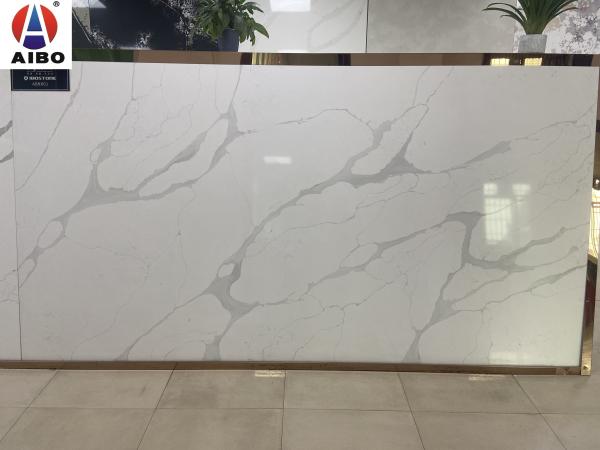 Buy cheap High Tenacity Calacatta white Quartz Stone Polished Surface Strong Crack Resistance from wholesalers
