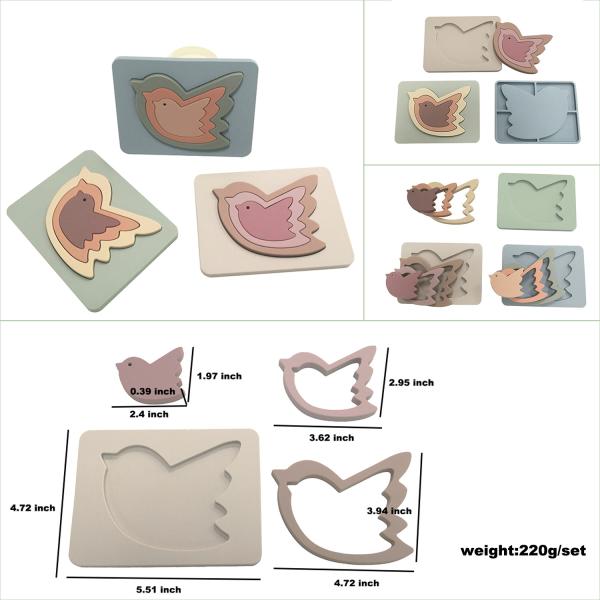 Buy cheap Educational Bird Puzzle Silicone Animal Toys For Babies Having Fun 5pcs Set from wholesalers