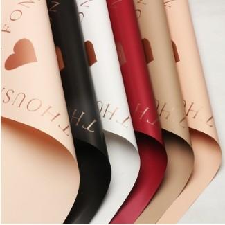 Buy cheap DIY Handmade Gifts Mutiple Color Gold Stamping True Heart Flower Wrapping Paper Waterproof Plastic Paper For Flower Shop from wholesalers