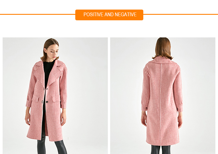 Long Big Lapel Women's Casual Winter Coats , Woolen Overcoat For Ladies
