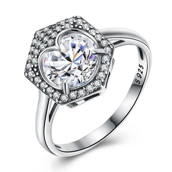 Buy cheap Luxury Jewelry Wedding Ring Couples S925 Silver Eight Heart Eight Arrows Zircon Diamond Ring from wholesalers