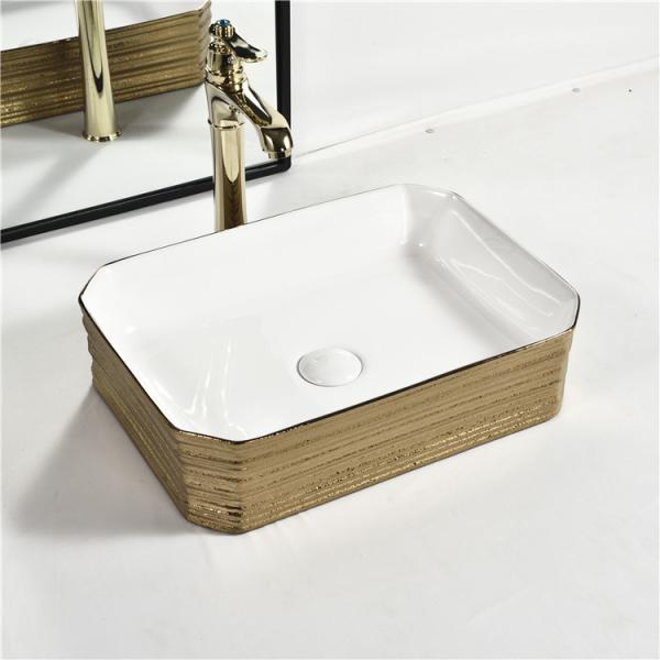 Buy cheap Hotel Bathroom Sanitary Ware Plating Golden Countertop Face Hand Wash Basin from wholesalers