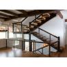 Buy cheap Cable Railing Steel Stringer Wood And Glass Staircase 3 Flights Straight DIY Installation from wholesalers
