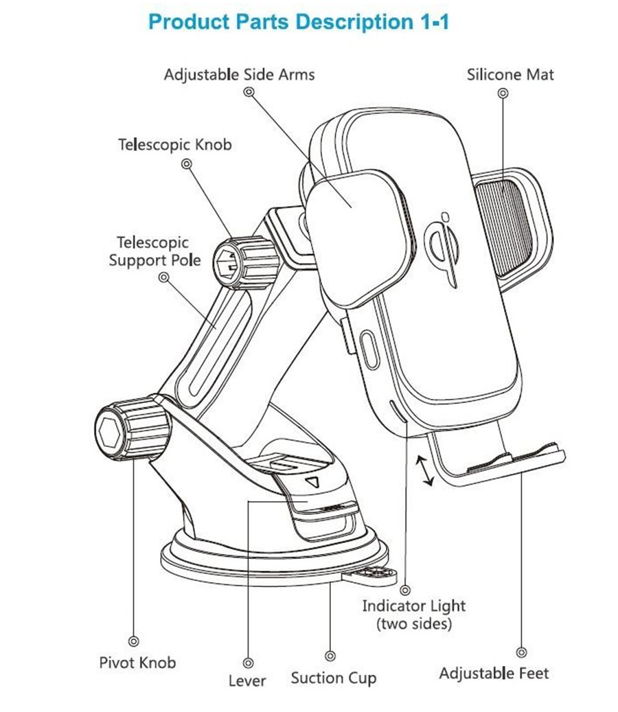 Coil Qi 10W Automatic Car Cell Phone Holder