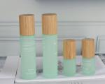Glass Frosted Bamboo Lotion Pump Bottle 30ml 50ml 60ml