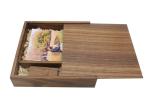 Natural Color Walnut Wooden Photo Album Box With Sliding Lid Magnet Closure