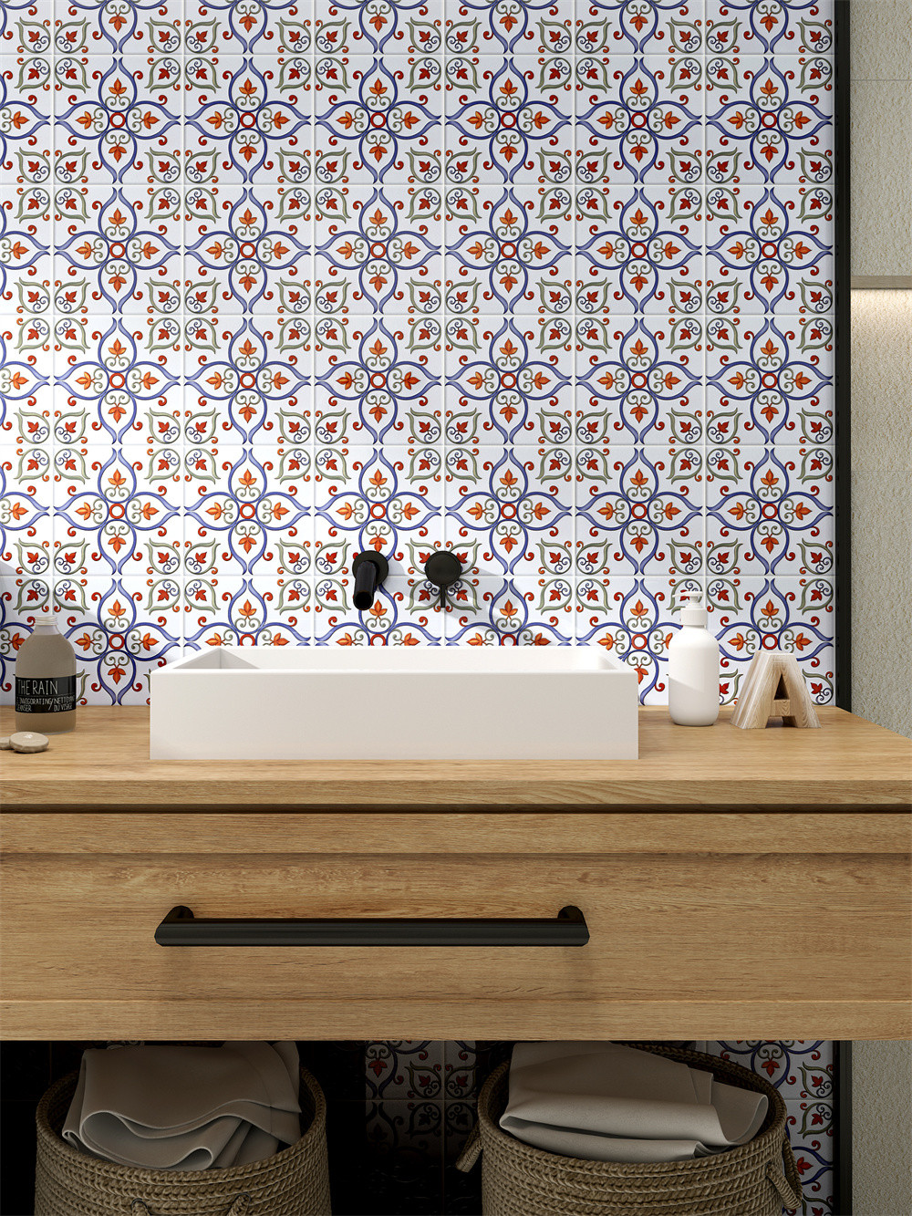 White And Blue Encaustic Wear-Resistant 20x20cm Floor Tiles For Balcony And Grade AAA Tile For Kitchen