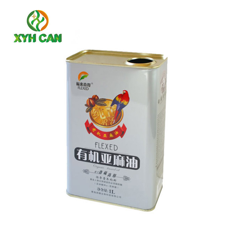 Olive Oil Tin Cans 0.19mm Tinplate CMYK 4C Round Metal Cans for 1L Safflower Oil Tin Jars