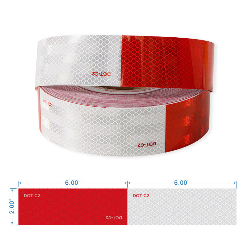 Red And White Conspicuity Marking DOT-C2 Self-Adhesive Reflective Tape Strips